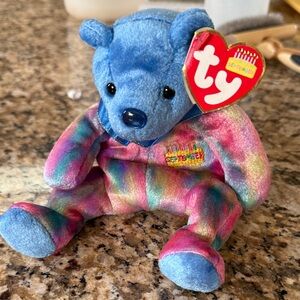 Ty Beanie Babies September Bear - Blue and Multicolor